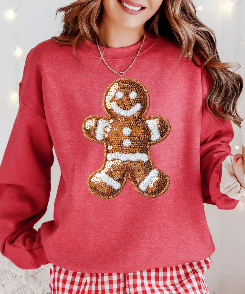 Online Exclusive | Faux Sequin Gingerbread Man Graphic on Tee & Sweatshirt Option