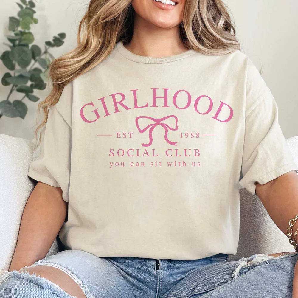 Online Exclusive | Girlhood Social Club Short Sleeve Graphic Tee in Cream - Giddy Up Glamour Boutique