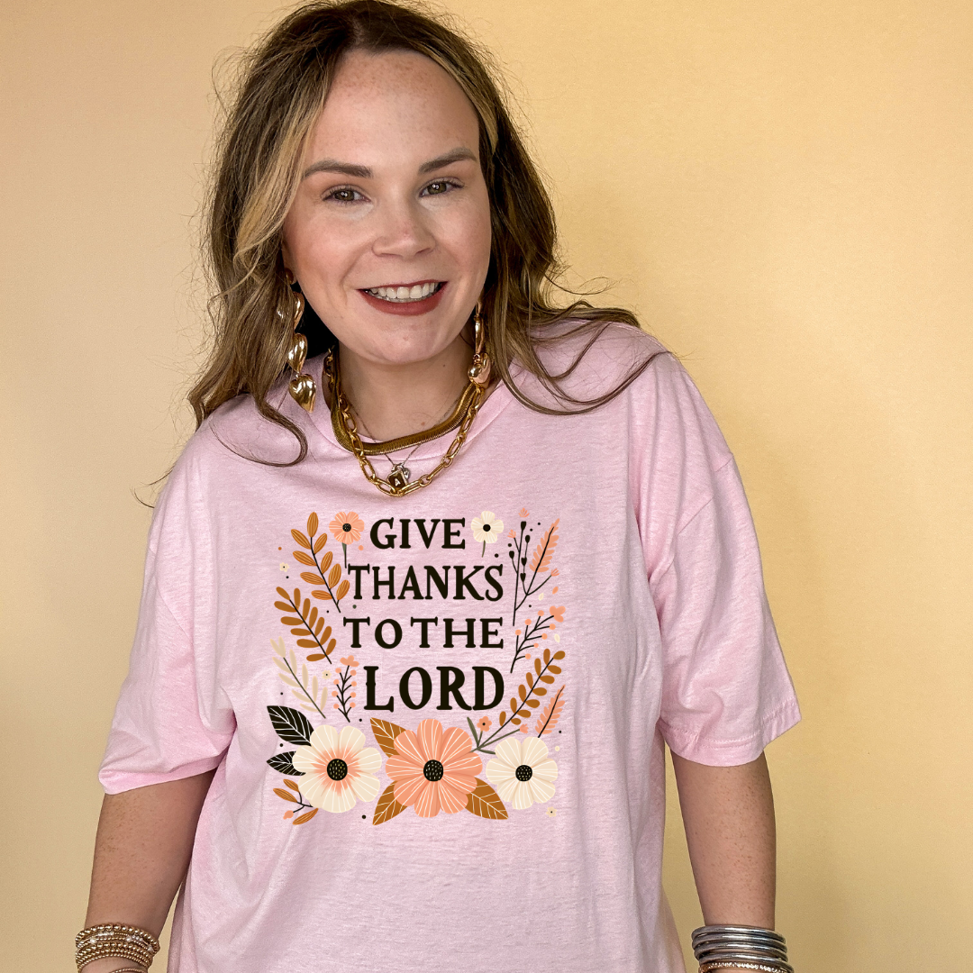 Online Exclusive | Give Thanks to the Lord Floral Arrangement Graphic Tee in Multiple Color Options