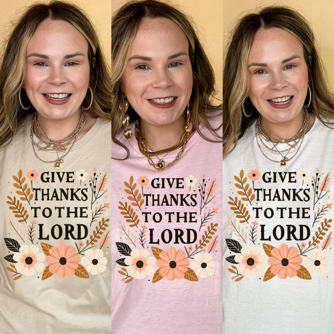 Online Exclusive | Give Thanks to the Lord Floral Arrangement Graphic Tee in Multiple Color Options