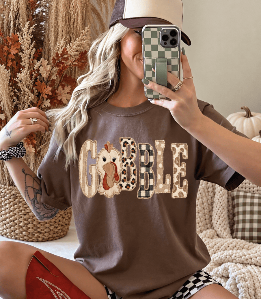 Made to Order | Gobble Turkey Graphic Tee in Brown