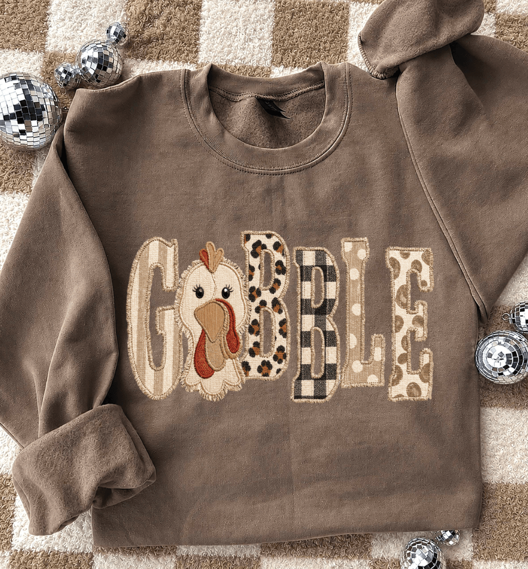 Made to Order | Gobble Turkey Graphic Sweatshirt in Brown