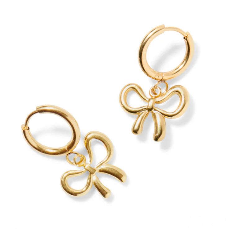 Linny Co | Lacey Huggie Bow Charm Earring in Gold