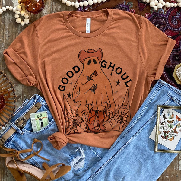 Online Exclusive | Good Ghoul Short Sleeve Graphic Tee in Harvest Orange