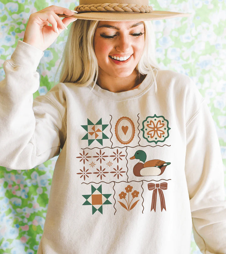 Online Exclusive | Grandma Core Mallard Folkart Graphic on Cream - Tee &amp; Sweatshirt Option