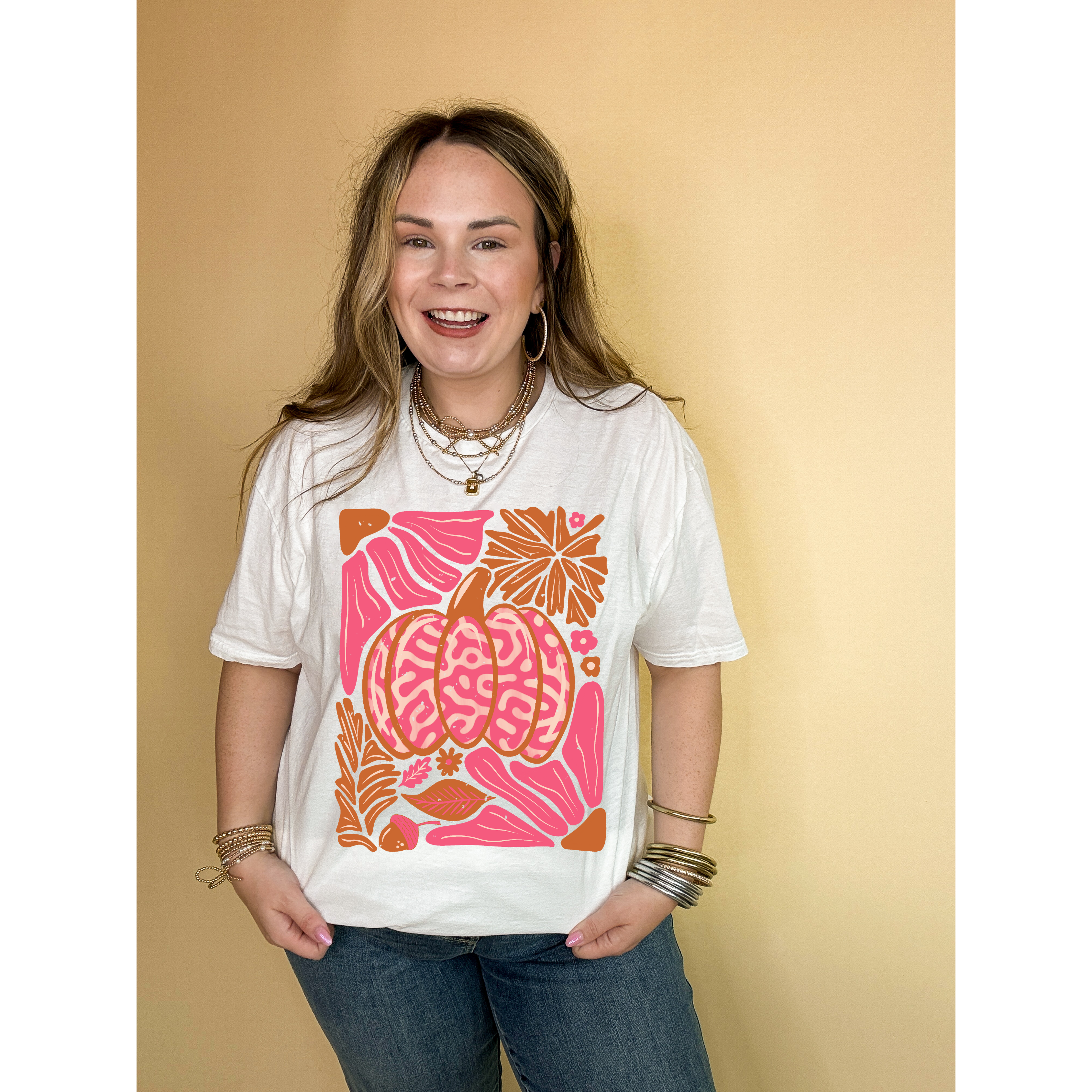 Online Exclusive | Groovy  Pink Pumpkin Graphic Tee in Multiple Color Options