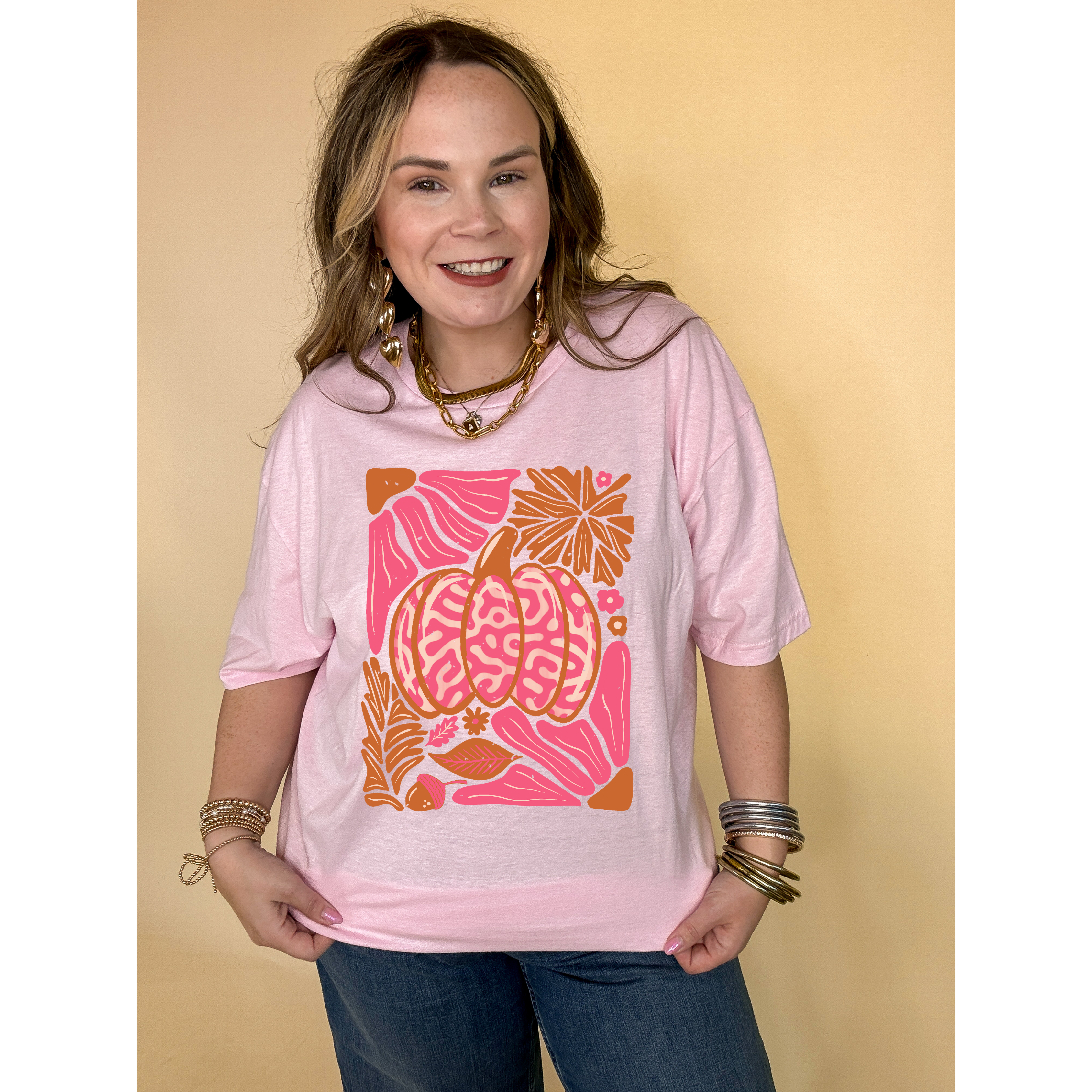 Online Exclusive | Groovy  Pink Pumpkin Graphic Tee in Multiple Color Options