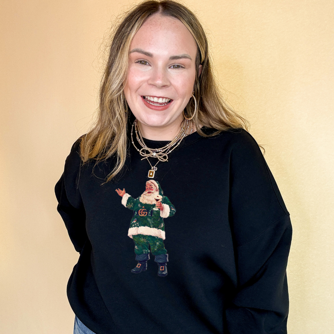 Online Exclusive | Designer Santa with Espresso martini Graphic Sweatshirt in Multiple Color Options