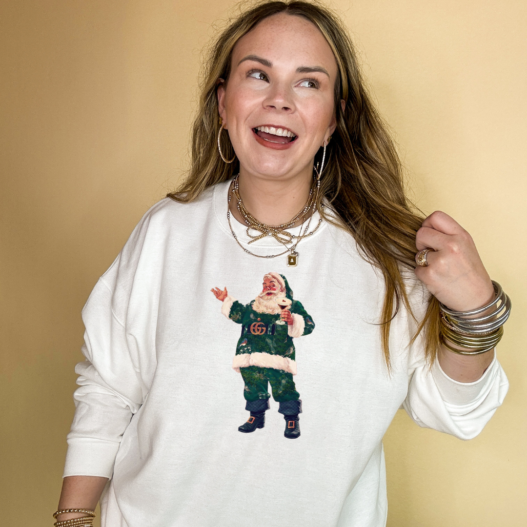 Online Exclusive | Designer Santa with Espresso martini Graphic Sweatshirt in Multiple Color Options