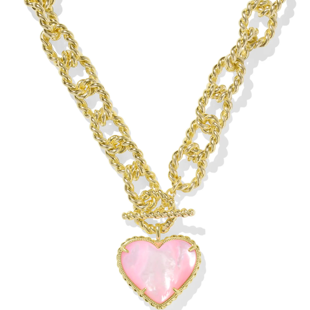 Kendra Scott | Haisley Heart Gold Statement Necklace in Blush Ivory Mother-of-Pearl