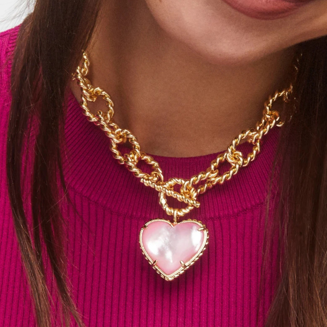 Kendra Scott | Haisley Heart Gold Statement Necklace in Blush Ivory Mother-of-Pearl