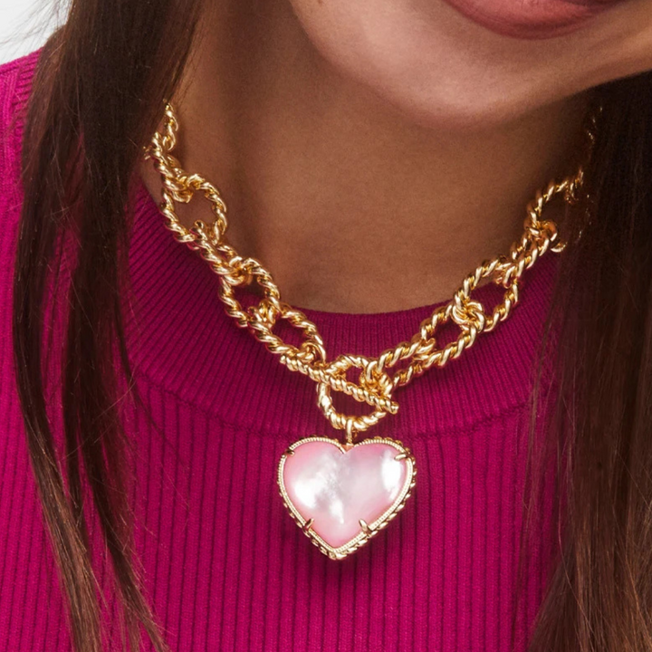 Kendra Scott | Haisley Heart Gold Statement Necklace in Blush Ivory Mother-of-Pearl