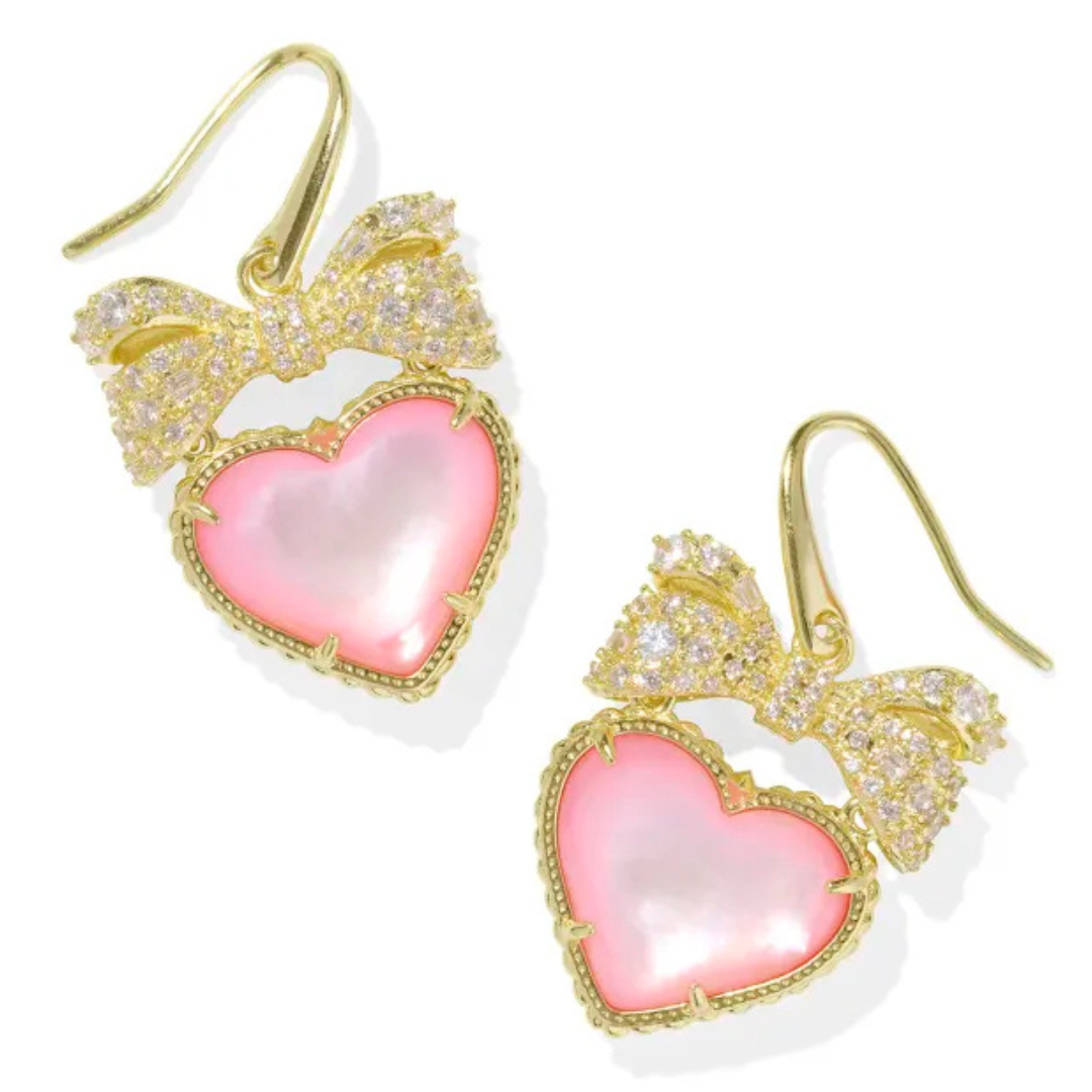 Kendra Scott | Haisley Heart Gold Drop Earrings in Blush Ivory Mother-of-Pearl