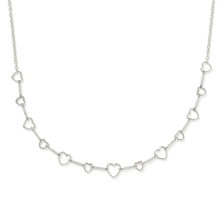 Kendra Scott | Haisley Heart Silver Strand Necklace in White Crystal