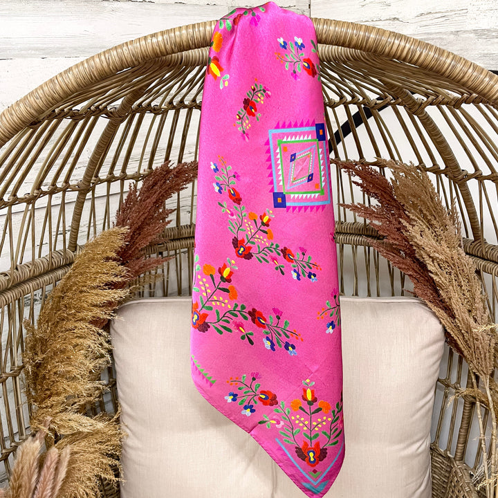 Fringe Scarves | Fiesta Shorty Wild Rag in Hot Pink