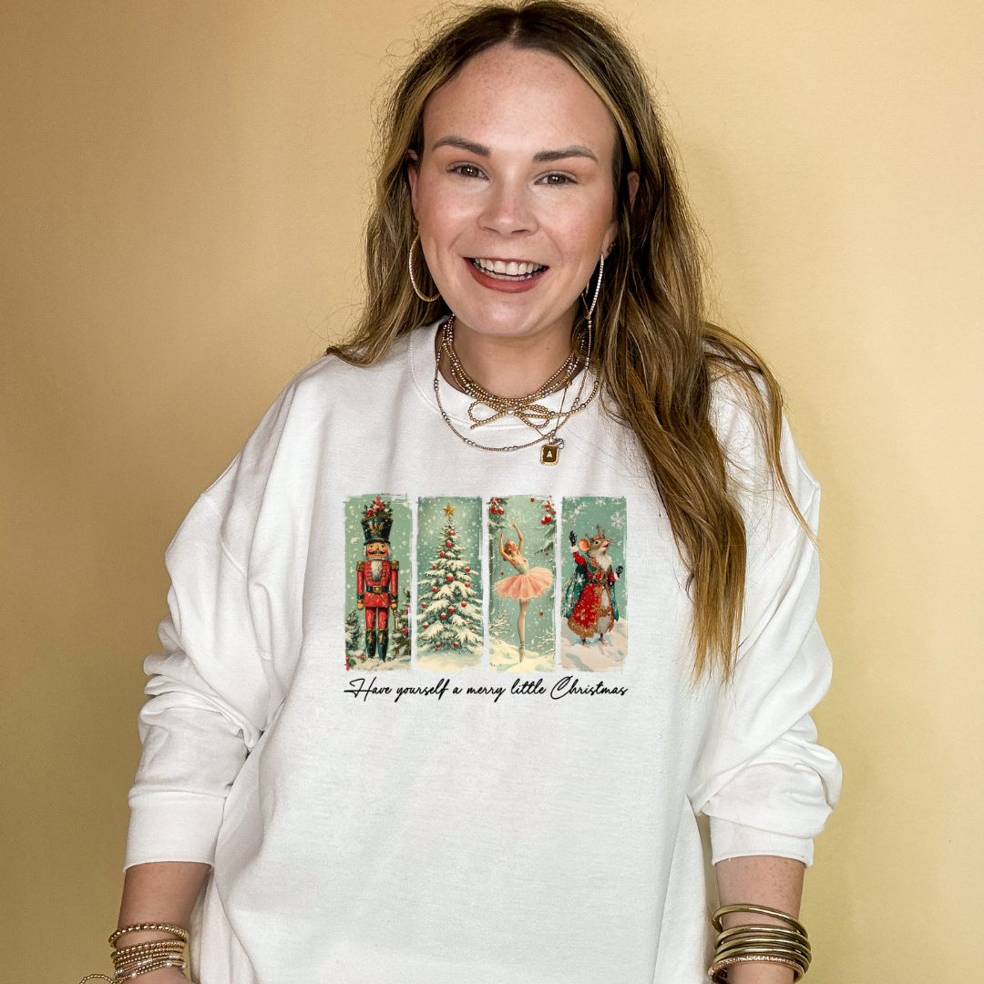 Online Exclusive | Have Yourself a Merry Little Christmas Holiday Icons Graphic Sweatshirt in Multiple Color Options