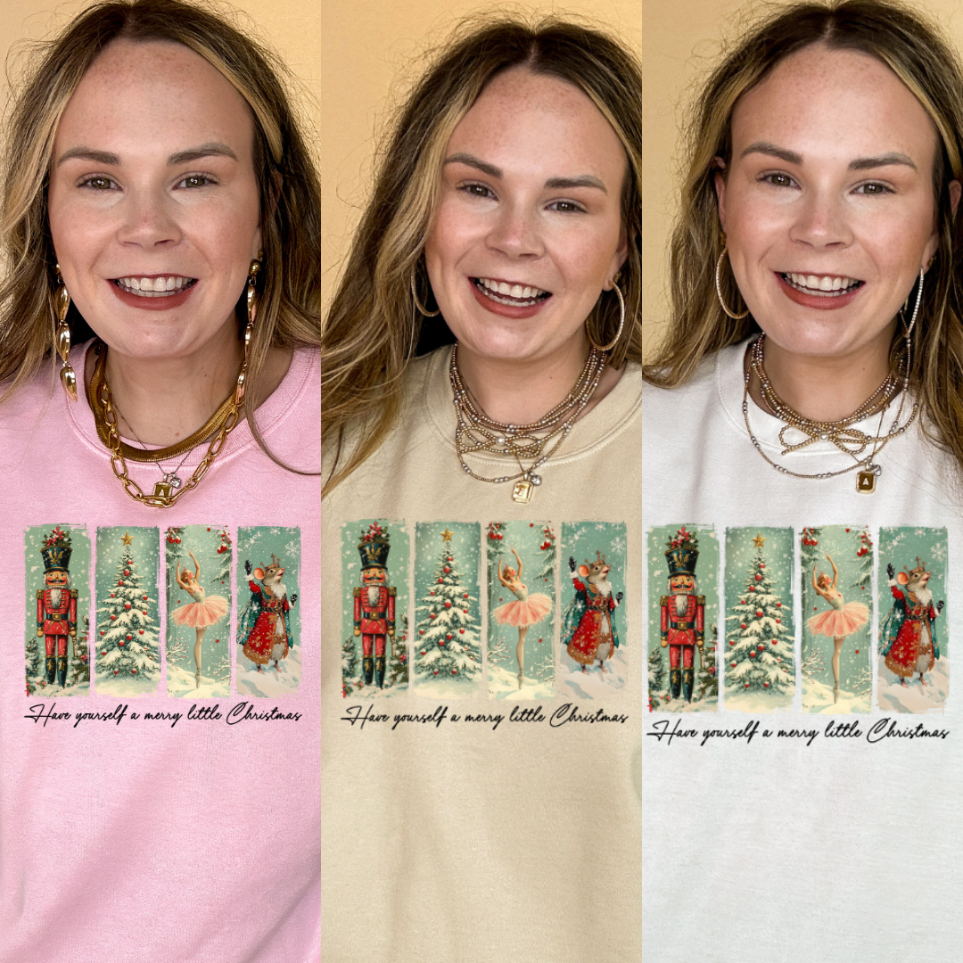 Online Exclusive | Have Yourself a Merry Little Christmas Holiday Icons Graphic Sweatshirt in Multiple Color Options