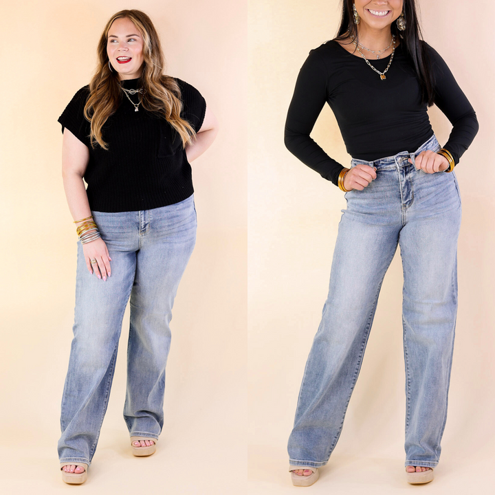 Judy Blue | Chic Simplicity High Waisted Straight Leg Jean in Light Wash - Giddy Up Glamour Boutique