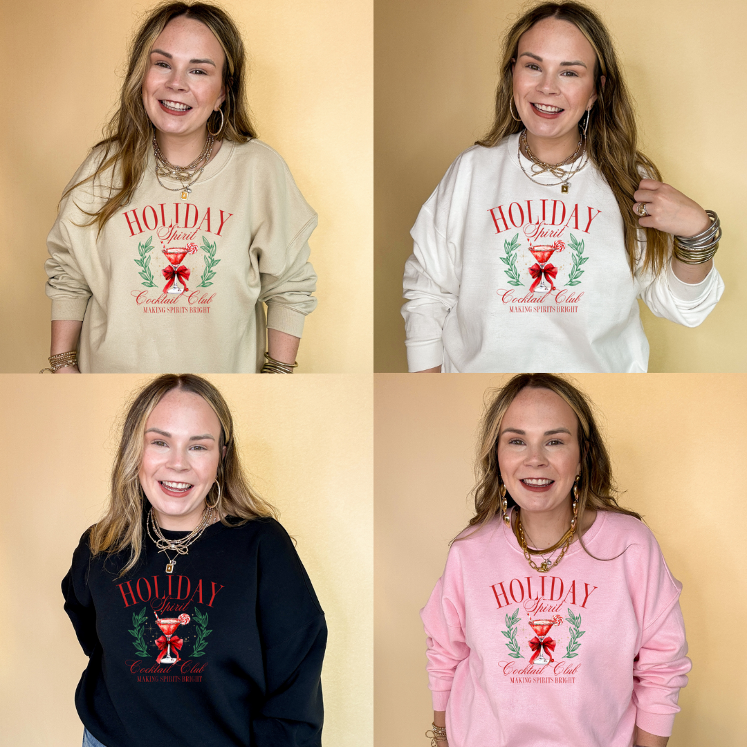 Online Exclusive | Holiday Spirit Cocktail Club Peppermint Martini Graphic Sweatshirt in Multiple Color Options