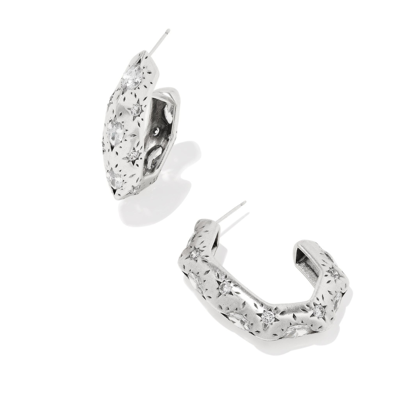 Kendra Scott | Holland Hoop Earrings in Vintage Silver White Crystal