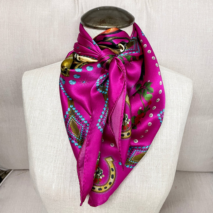 Fringe Scarves | Hold Your Horses Rose and Horseshoe Wild Rag in Pink