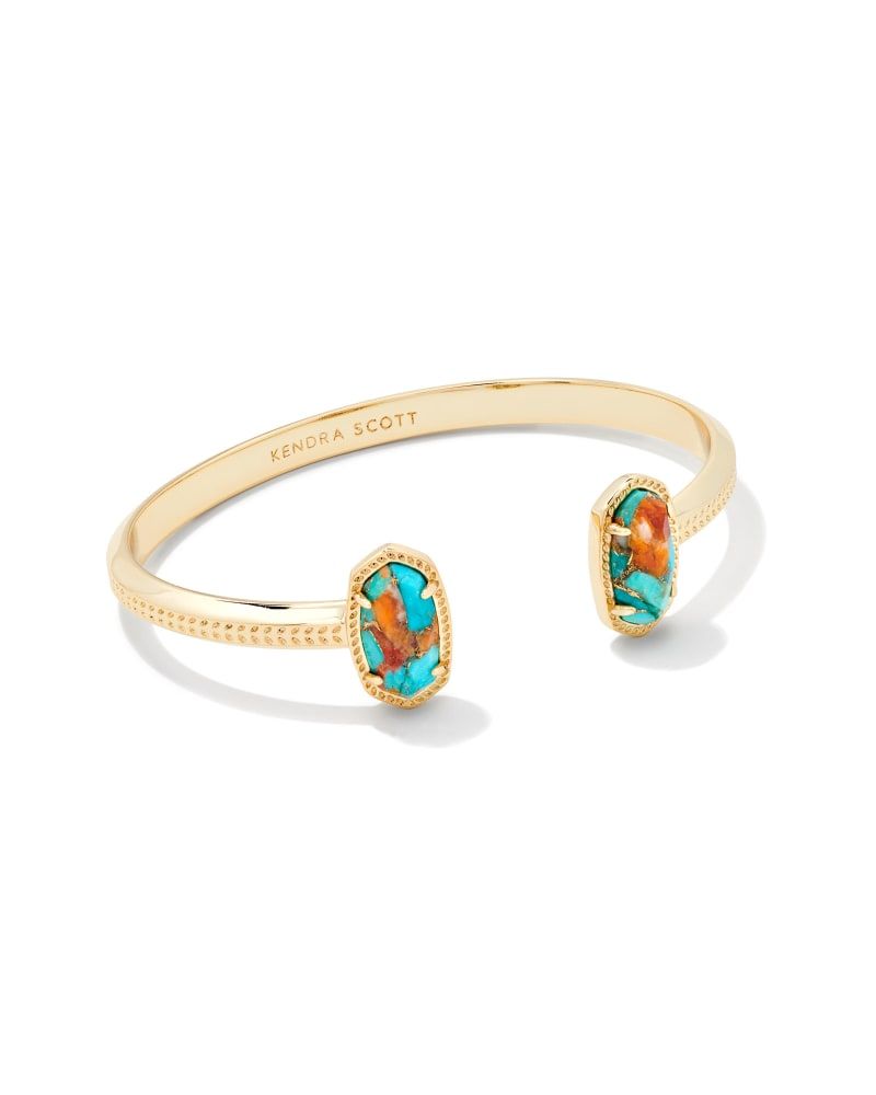 Kendra Scott | Elton Gold Cuff Bracelet in Bronze Veined Turquoise Magnesite Red Oyster - Giddy Up Glamour Boutique