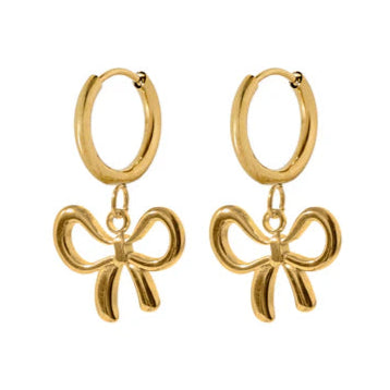 Linny Co | Lacey Huggie Bow Charm Earring in Gold