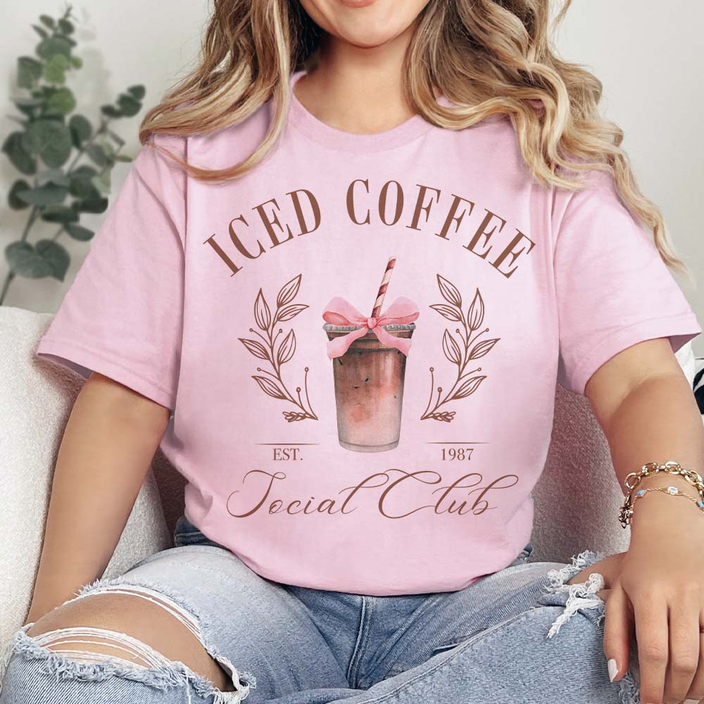 Online Exclusive | Iced Coffee Social Club Short Sleeve Graphic Tee in Pink - Giddy Up Glamour Boutique