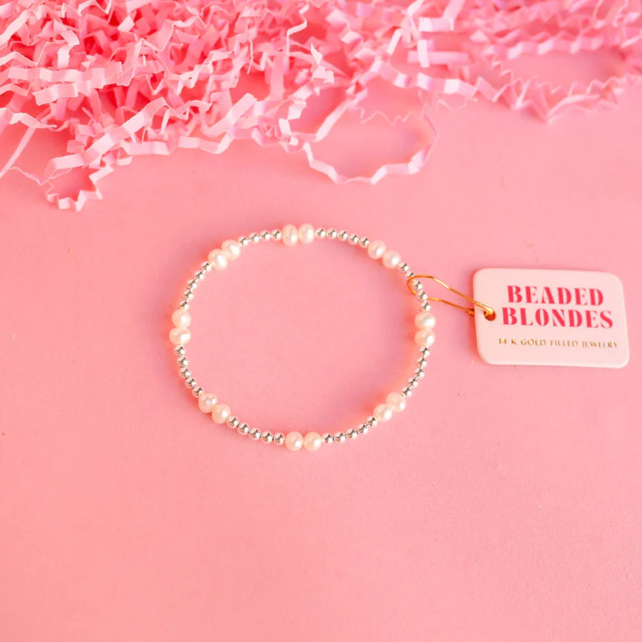 Beaded Blondes | Coastal Pearl Bracelet in Silver - Giddy Up Glamour Boutique