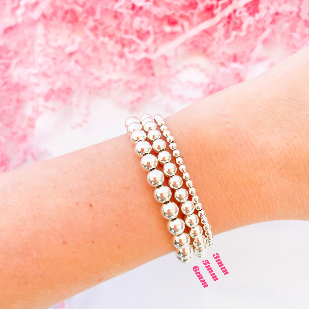 Beaded Blondes | 3MM Silver Beaded Bracelet - Giddy Up Glamour Boutique