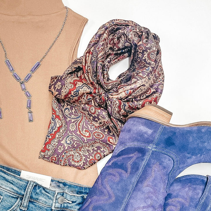 Paisley Wild Rag in Plum and Maroon - Giddy Up Glamour Boutique