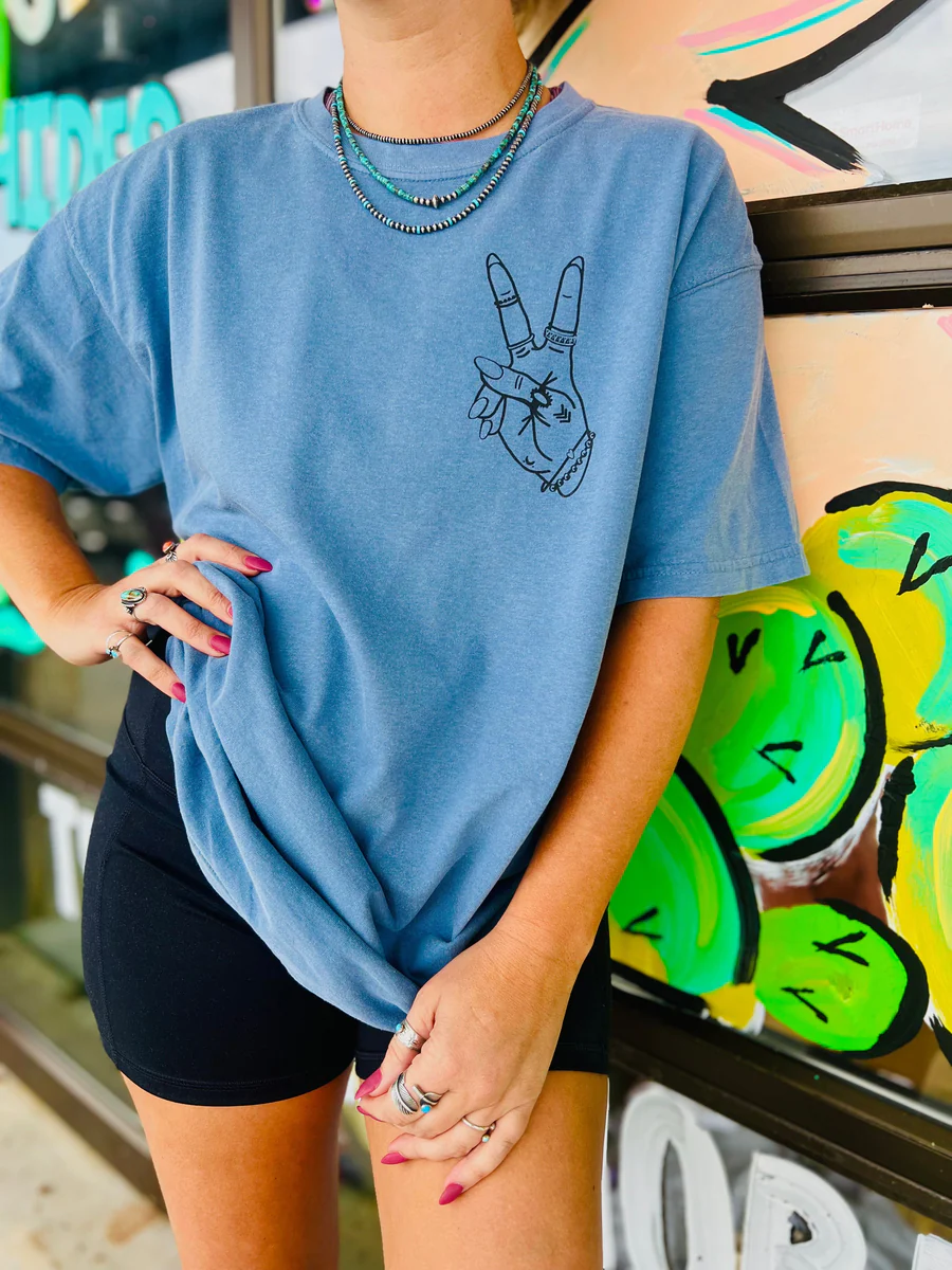 Online Exclusive | Thicc & Tired Of Being Thicc & Tired  Short Sleeve Graphic Tee in Blue Jean - Giddy Up Glamour Boutique