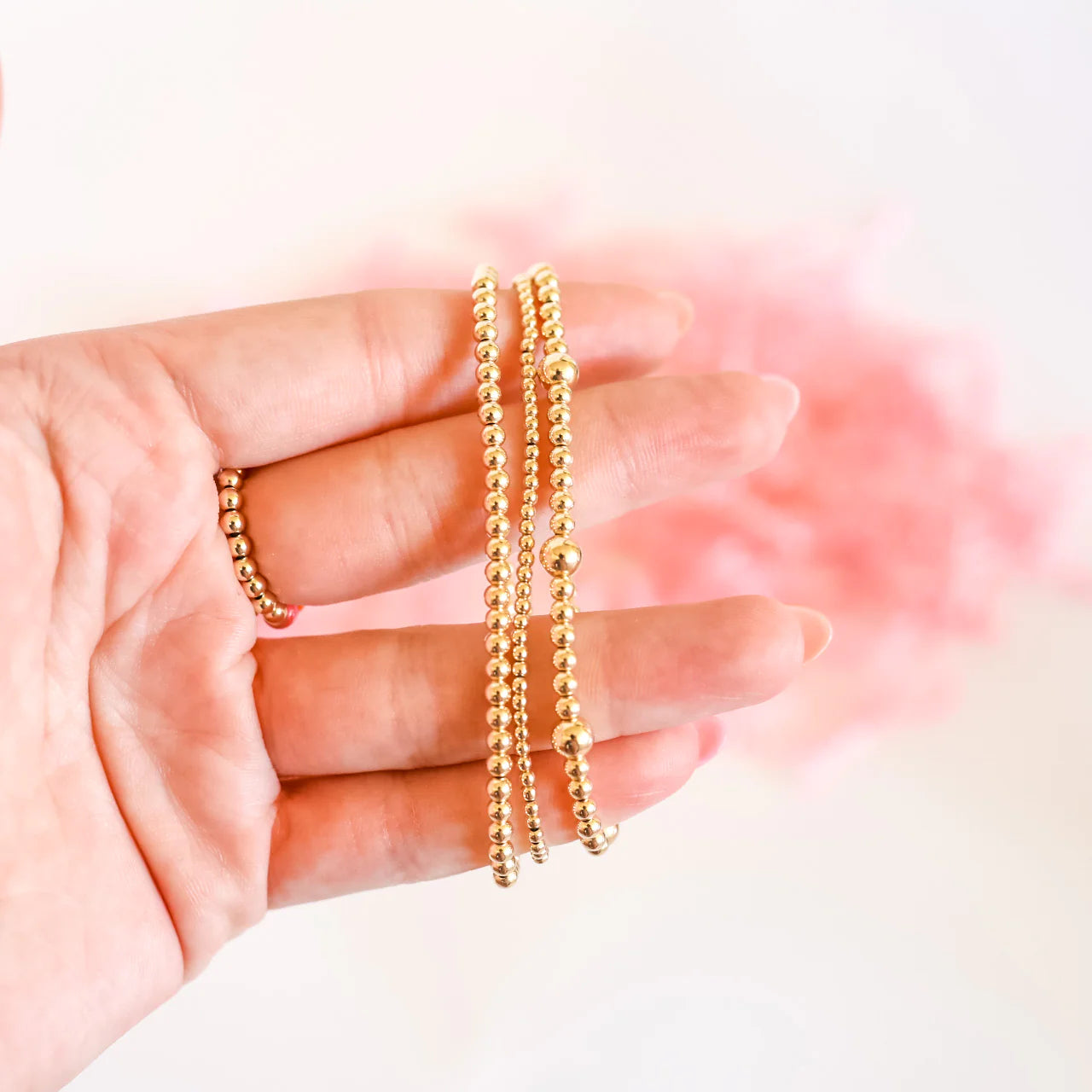 Beaded Blondes | Set of Three | Dainty Everyday Bracelet Stack in Gold - Giddy Up Glamour Boutique