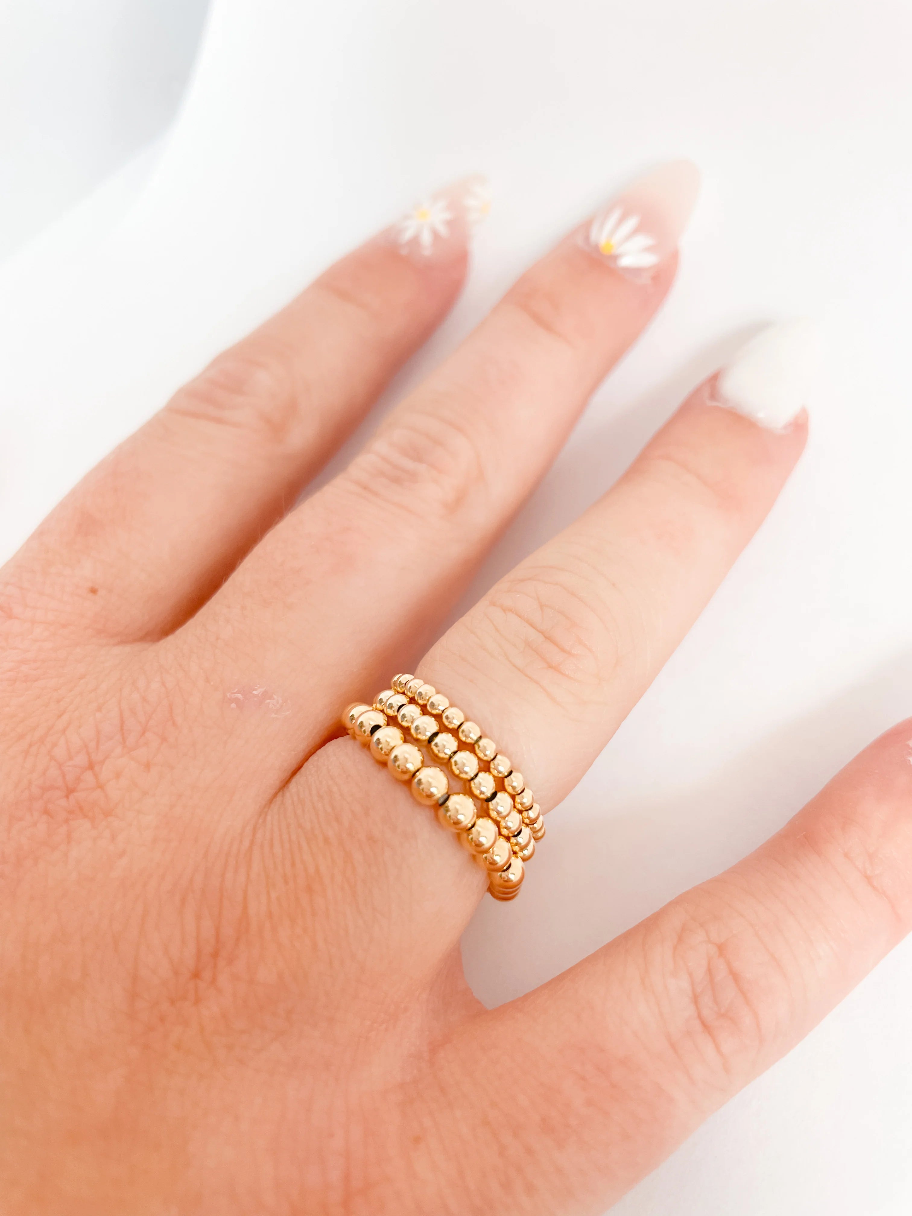Beaded Blondes | Lauren 3MM Beaded Band Ring in Gold - Giddy Up Glamour Boutique