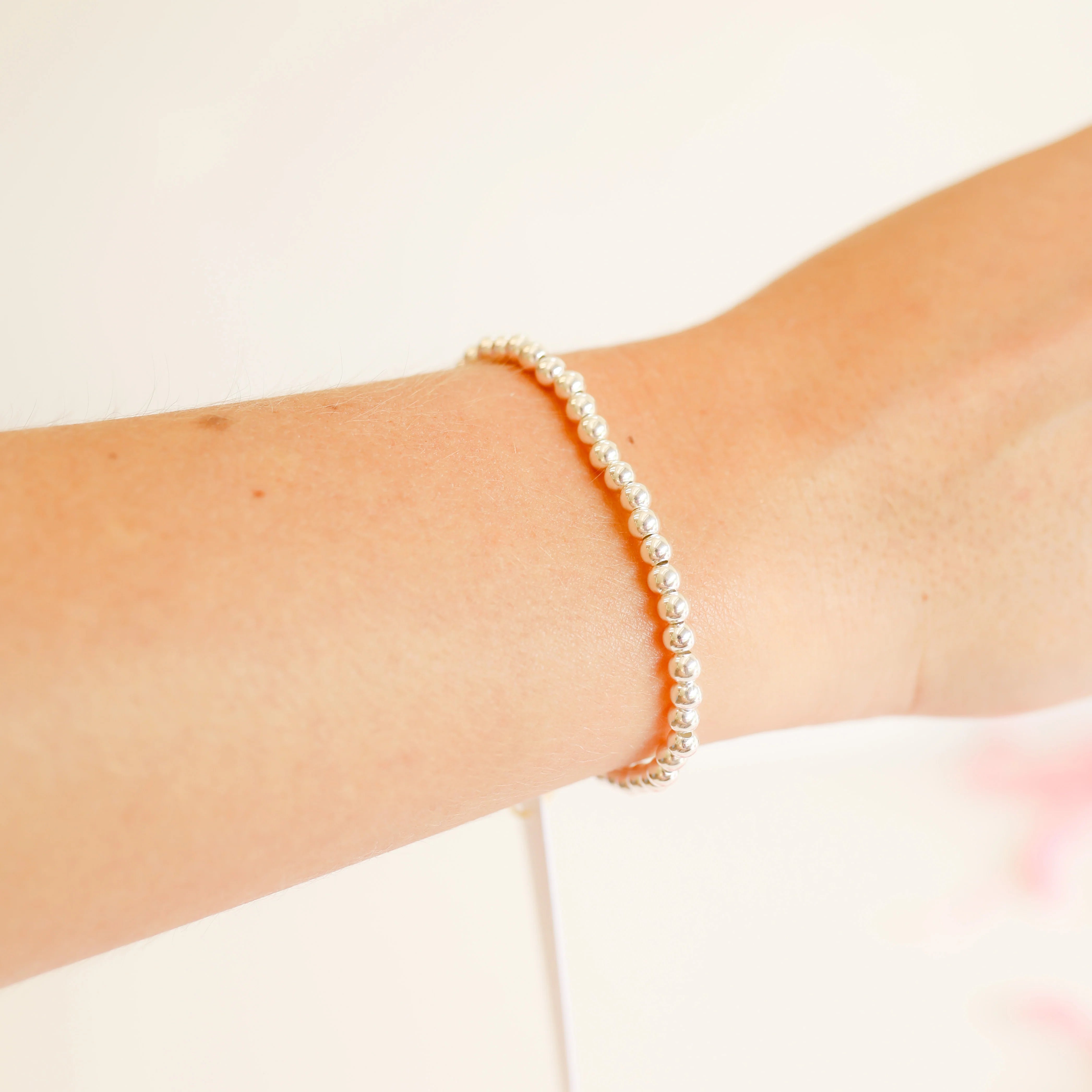Beaded Blondes | 4MM Silver Beaded Bracelet - Giddy Up Glamour Boutique