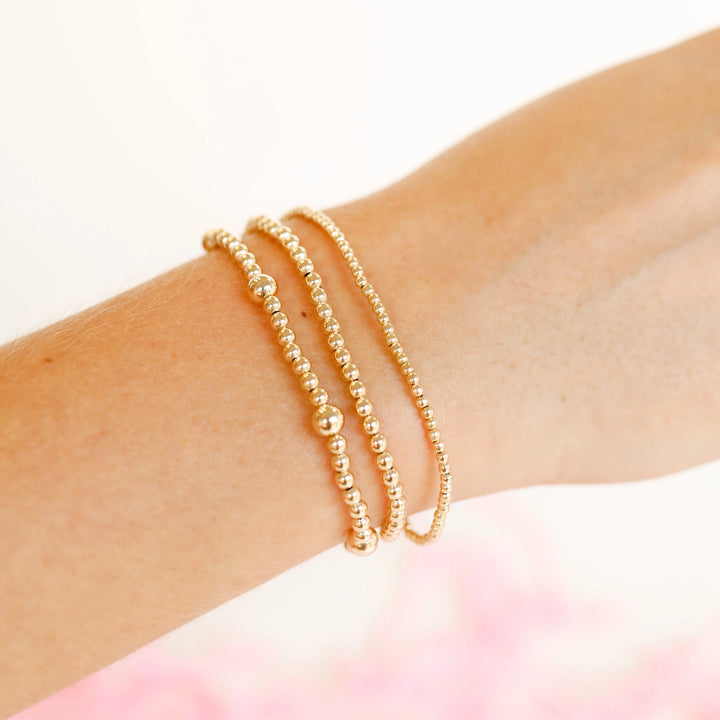 Beaded Blondes | 3MM Gold Beaded Bracelet - Giddy Up Glamour Boutique