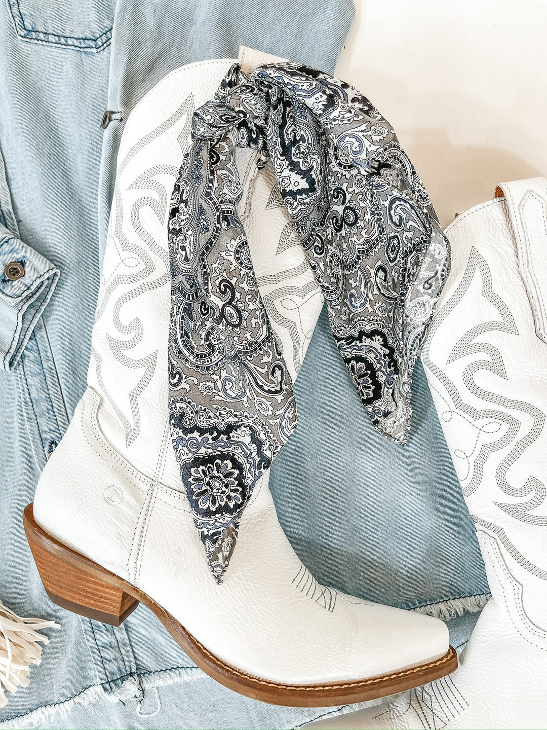 Online Exclusive | Dingo | Out West Leather Cowboy Boots in White Smooth **PREORDER - Giddy Up Glamour Boutique