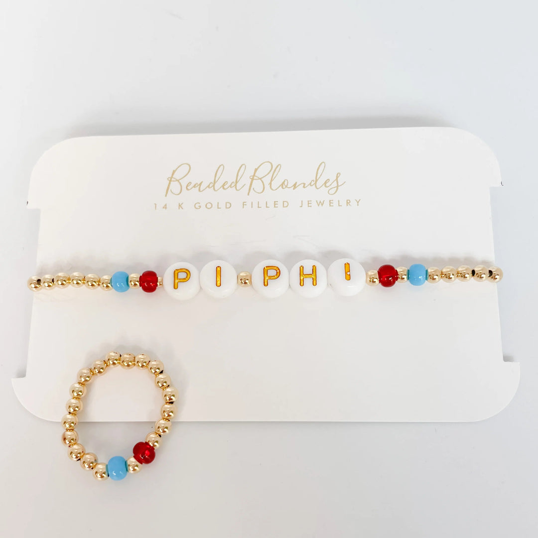 Beaded Blondes | Pi Beta Phi Color Sorority Bracelet - Giddy Up Glamour Boutique