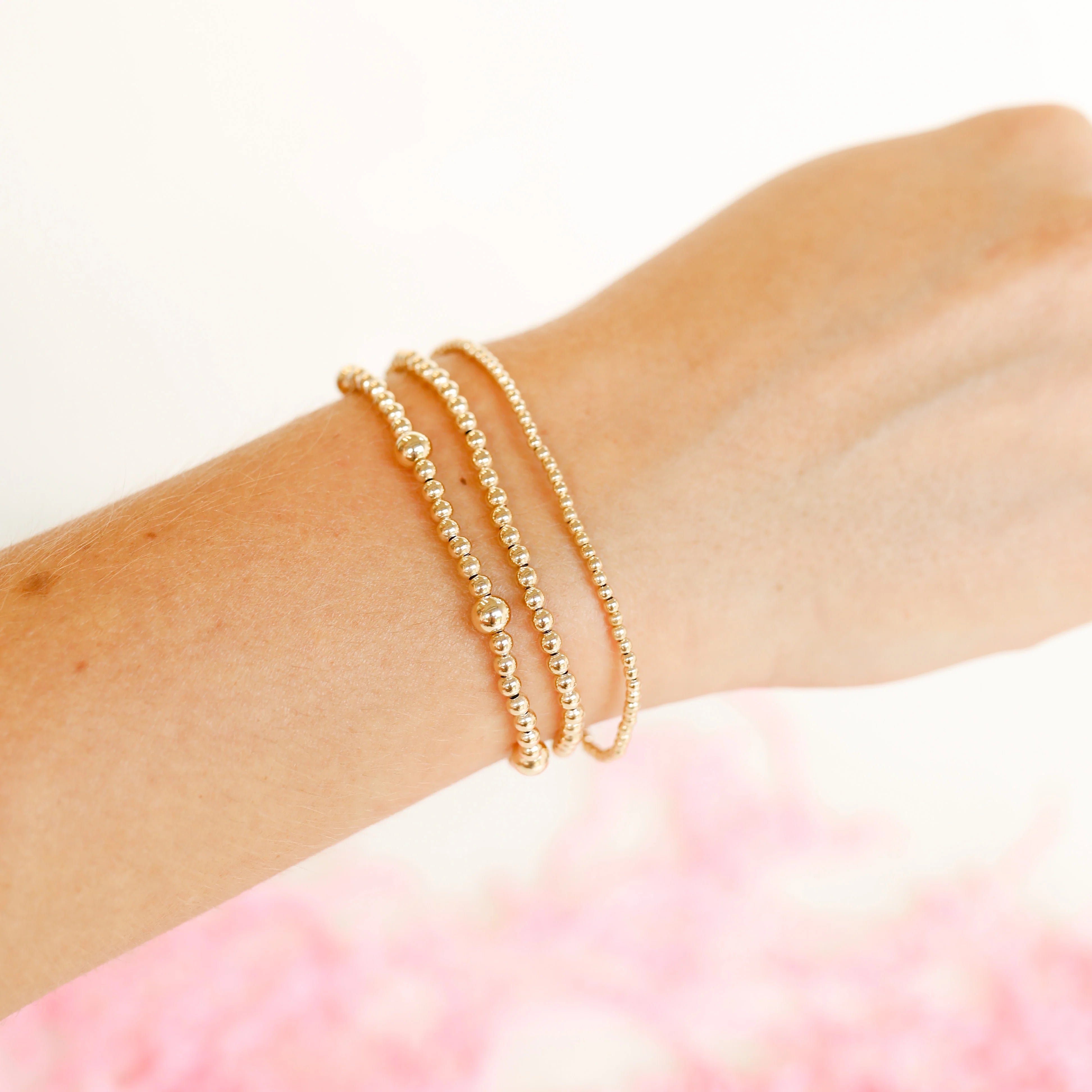 Beaded Blondes | Set of Three | Dainty Everyday Bracelet Stack in Gold - Giddy Up Glamour Boutique