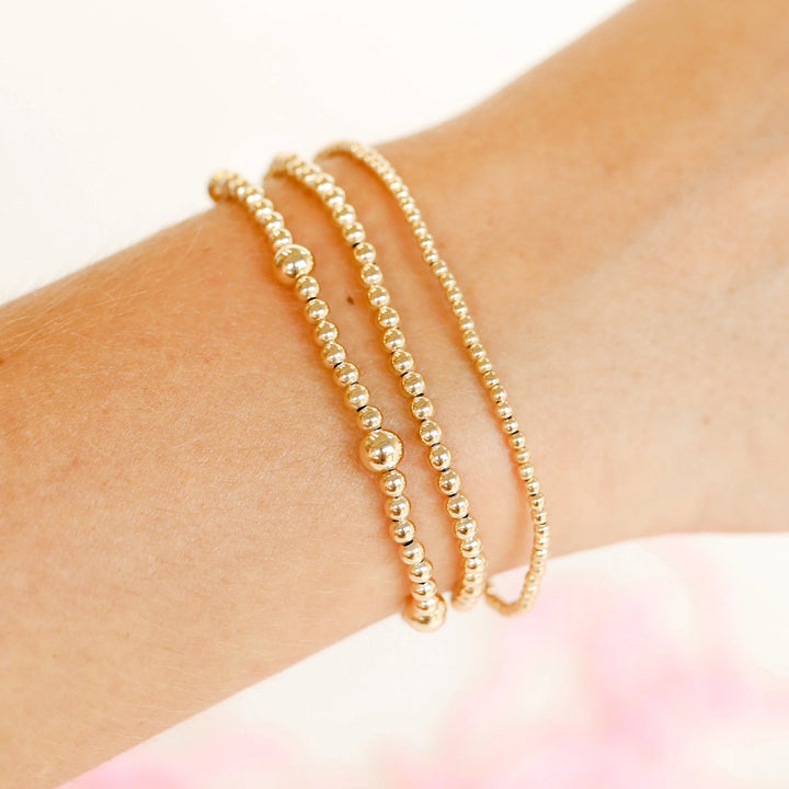 Beaded Blondes | Set of Three | Dainty Everyday Bracelet Stack in Gold - Giddy Up Glamour Boutique