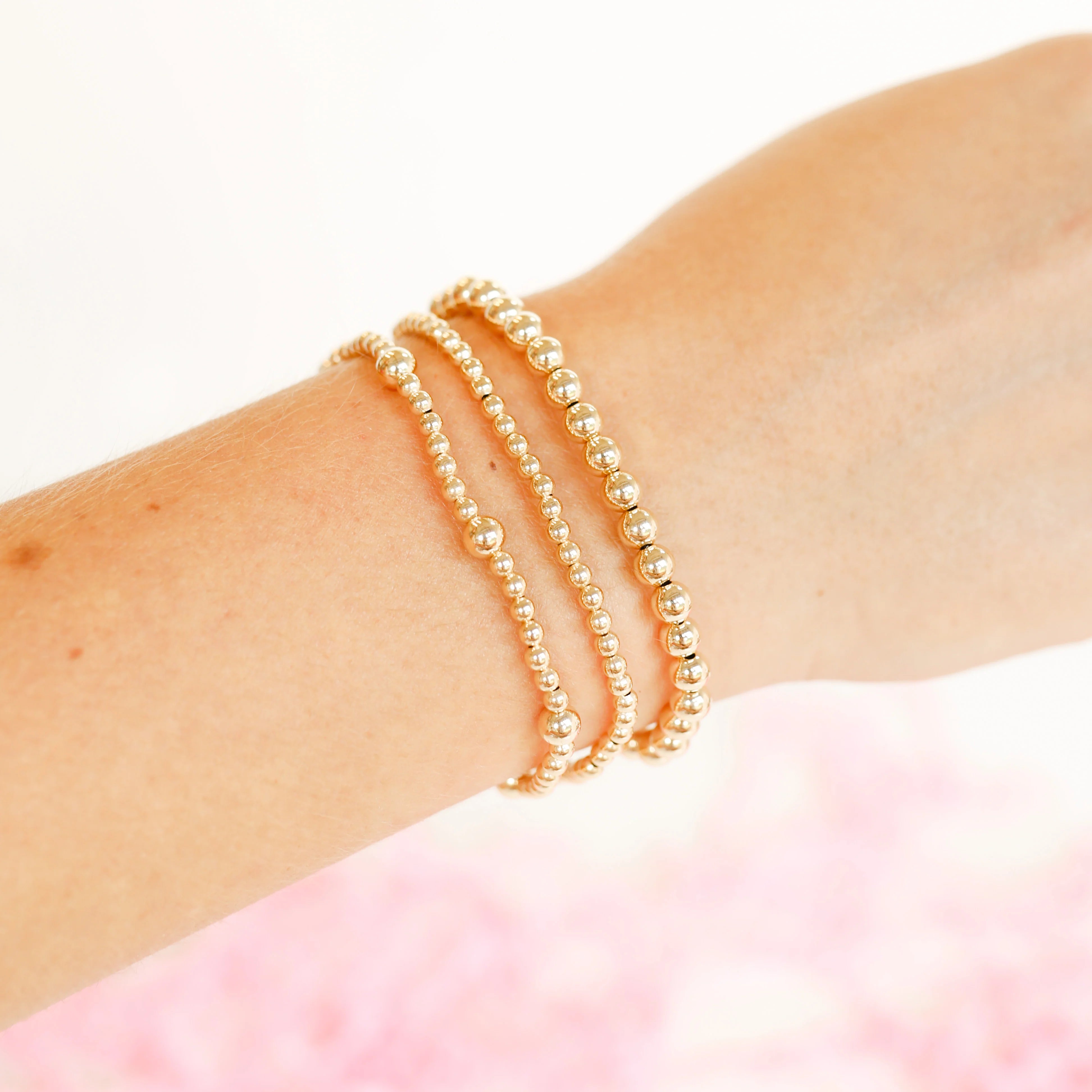 Beaded Blondes | Set of Three | Everyday Bracelet Stack in Gold - Giddy Up Glamour Boutique