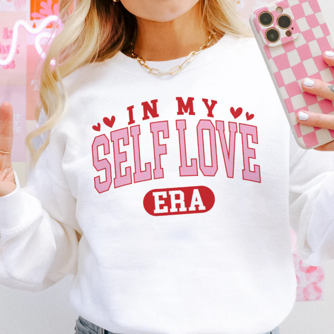 Online Exclusive | In My Self Love Era Graphic Sweatshirt in White