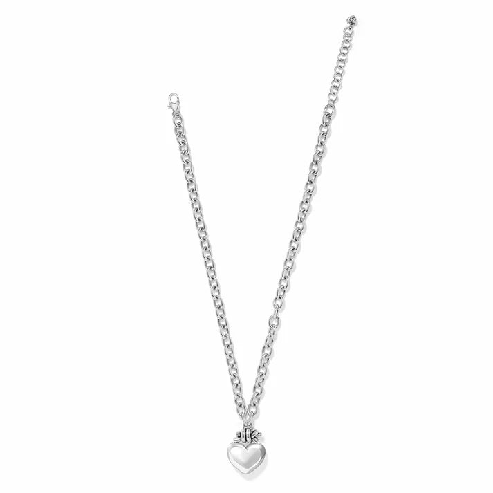Brighton | Interlok Love Knot Large Heart Necklace in Silver Tone