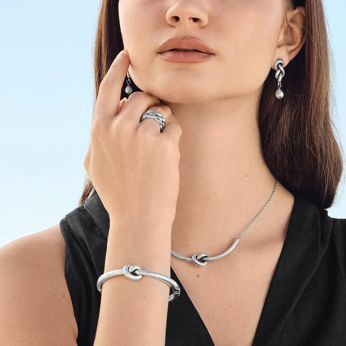 Brighton | Interlok Single Knot Hinged Bangle in Silver