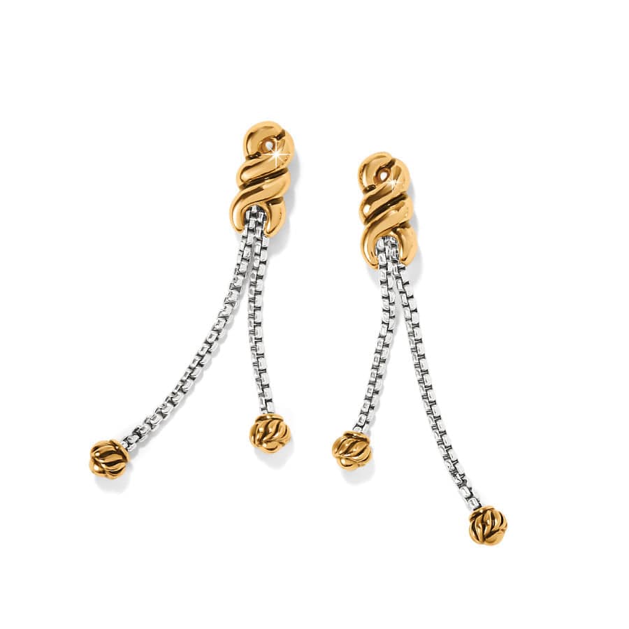 Brighton | Interlok Two Tone Twist Double Chain Post Drop Earrings