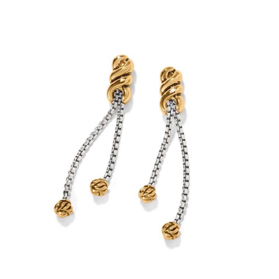 Brighton | Interlok Two Tone Twist Double Chain Post Drop Earrings