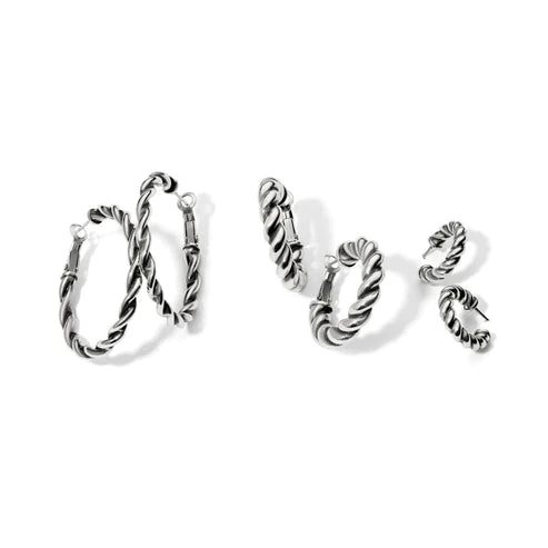 Brighton | Interlok Twist Oval Leverback Hoop Earring in Silver Tone - Giddy Up Glamour Boutique