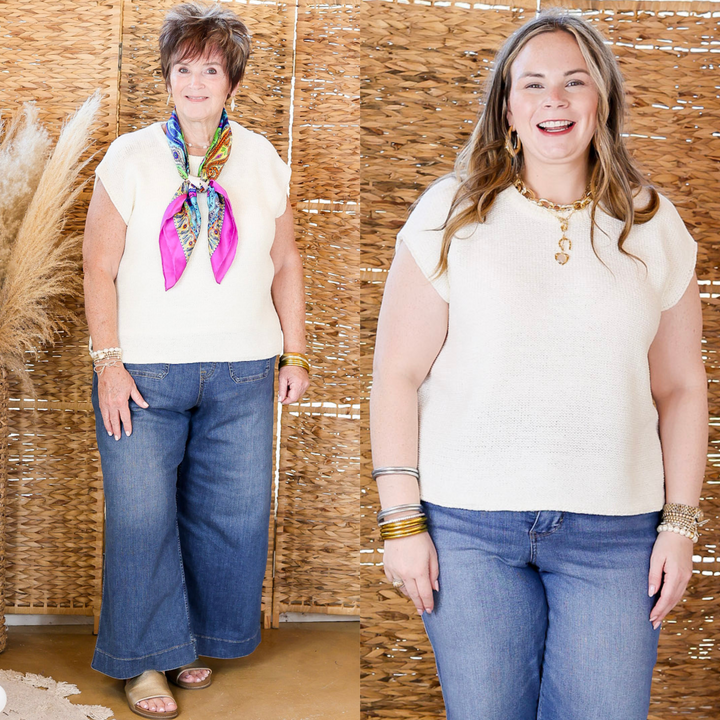 Forever Favorite Oversized Crew Neck Sweater Vest in Ivory