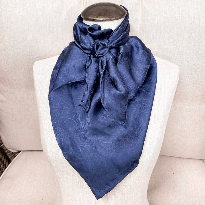 Wyoming Traders | Jacquard Silk Wild Rag in Navy Blue