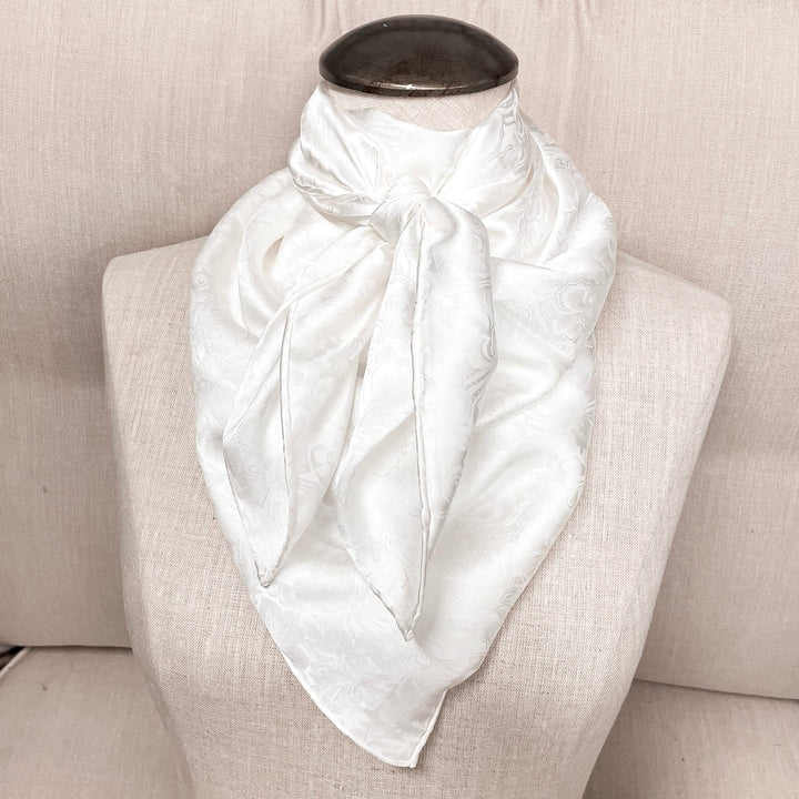 Wyoming Traders | Jacquard Silk Wild Rag in White